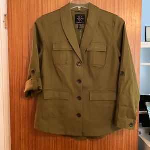 Isaac Mizrahi Live Olive Green Military Style Blazer
